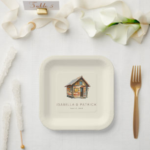 Assiettes En Carton Cabine Rustique Aquarelle Cosy