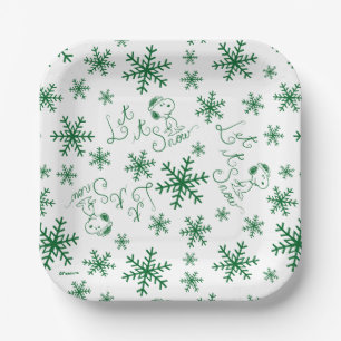 Assiettes En Carton cacahuètes   Christmas Snoopy Let It Snow Motif