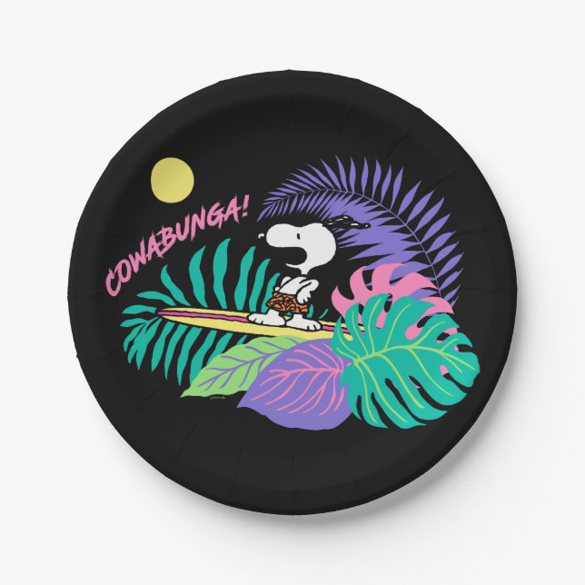 Assiettes En Carton cacahuètes | Cowabunga Snoopy (Devant)