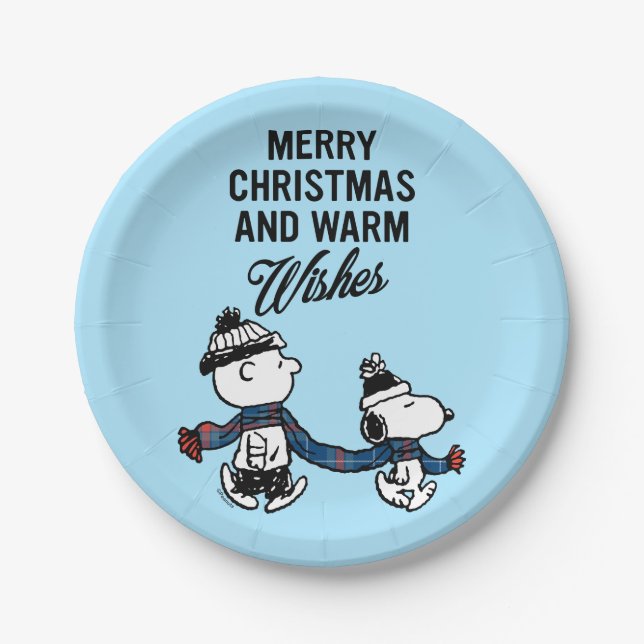 Assiettes En Carton cacahuètes | Joyeux Noël Snoopy & Charlie Brown (Devant)