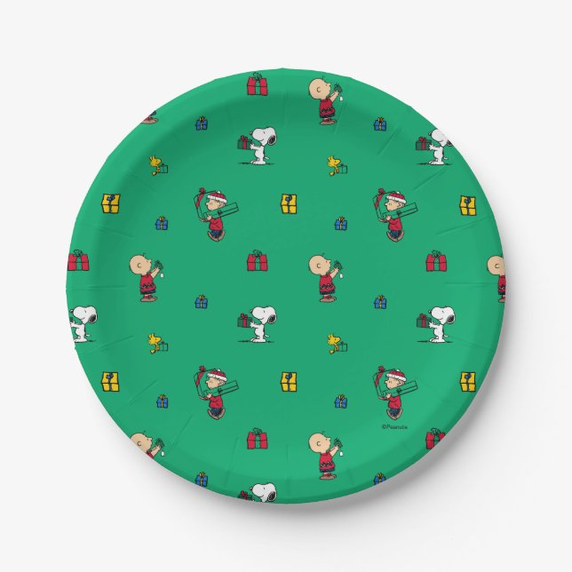 Assiettes En Carton cacahuètes | Motif cadeau de Noël (Devant)