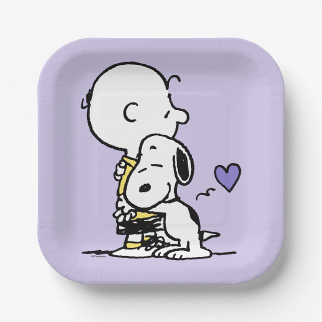 Assiettes En Carton cacahuètes | Saint Valentin | Charlie Brown & Snoo (Recto)