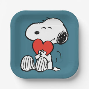 Assiettes En Carton cacahuètes   Saint Valentin   Snoopy Heart Hug