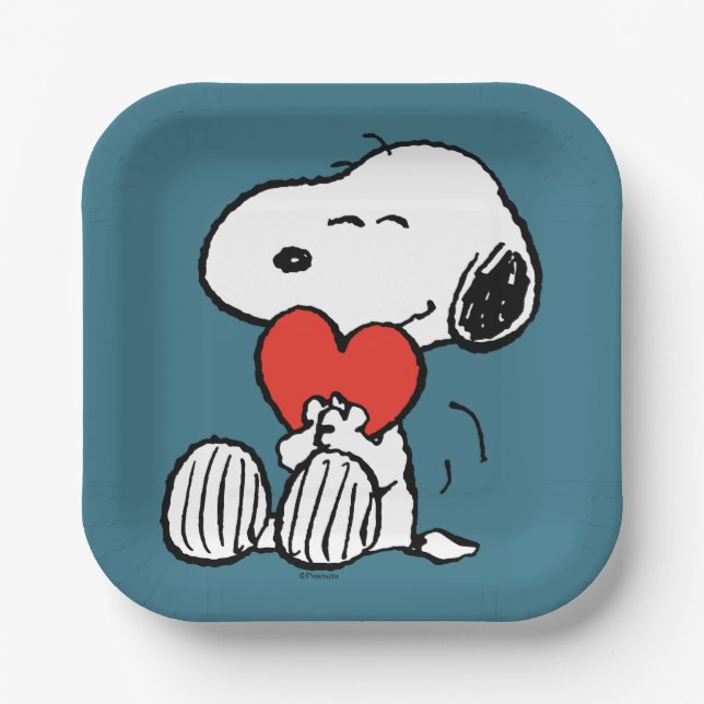 Assiettes En Carton cacahuètes | Saint Valentin | Snoopy Heart Hug (Recto)
