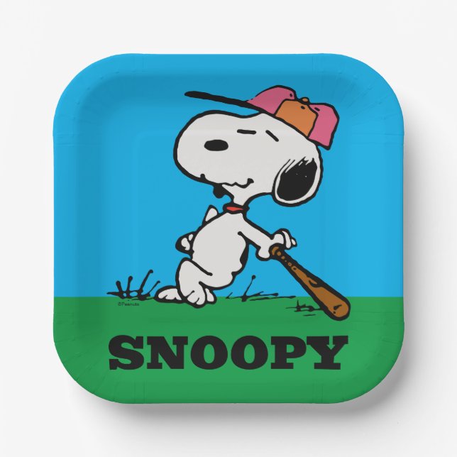 Assiettes En Carton cacahuètes | Snoopy at Bat (Recto)