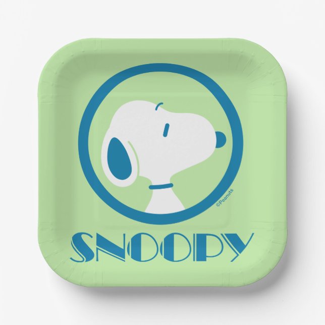 Assiettes En Carton cacahuètes | Snoopy Blue Deco Dreams (Recto)