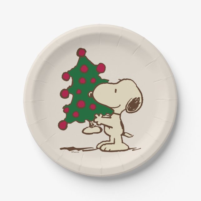 Assiettes En Carton cacahuètes | Snoopy Christmas Tree (Devant)