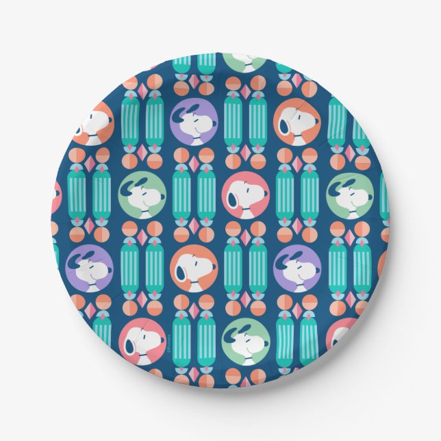 Assiettes En Carton cacahuètes | Snoopy Dark Blue Deco Dreams Motif (Devant)
