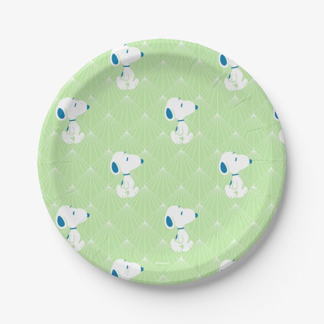 Assiettes En Carton cacahuètes | Snoopy Green Deco Dreams Motif (Devant)