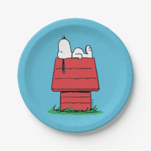 Assiettes En Carton cacahuètes   Snoopy Napping