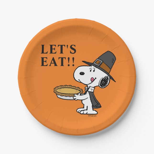 Assiettes En Carton cacahuètes | Snoopy Pilgrim (Devant)
