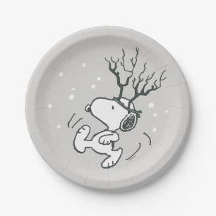 Assiettes En Carton cacahuètes   Snoopy Reindeer