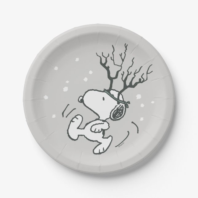 Assiettes En Carton cacahuètes | Snoopy Reindeer (Devant)