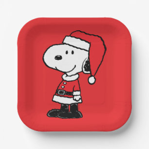 Assiettes En Carton cacahuètes   Snoopy Santa Claus