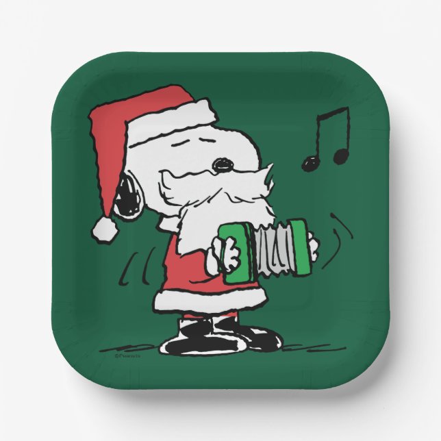 Assiettes En Carton cacahuètes | Snoopy Santa Claus Accordian (Recto)