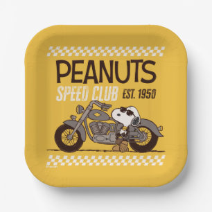 Assiettes En Carton cacahuètes   Snoopy Speed Club