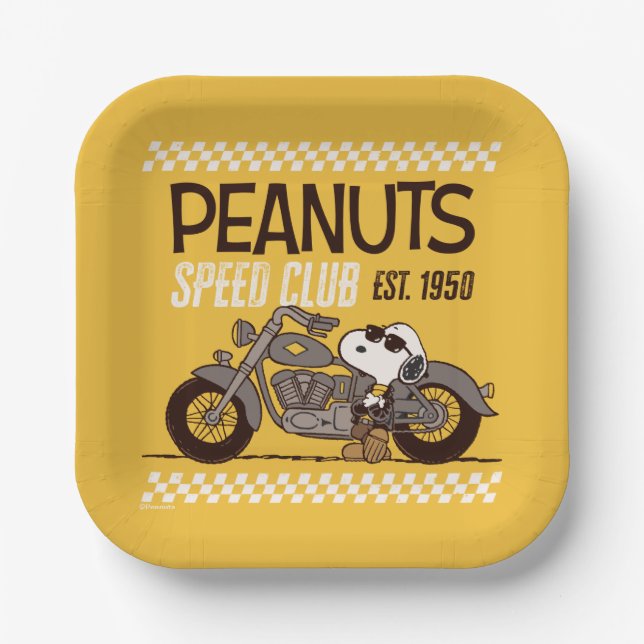 Assiettes En Carton cacahuètes | Snoopy Speed Club (Recto)