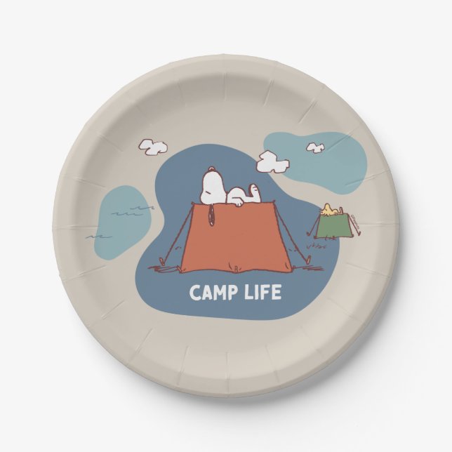 Assiettes En Carton cacahuètes | Snoopy & Woodstock Camp Life (Devant)
