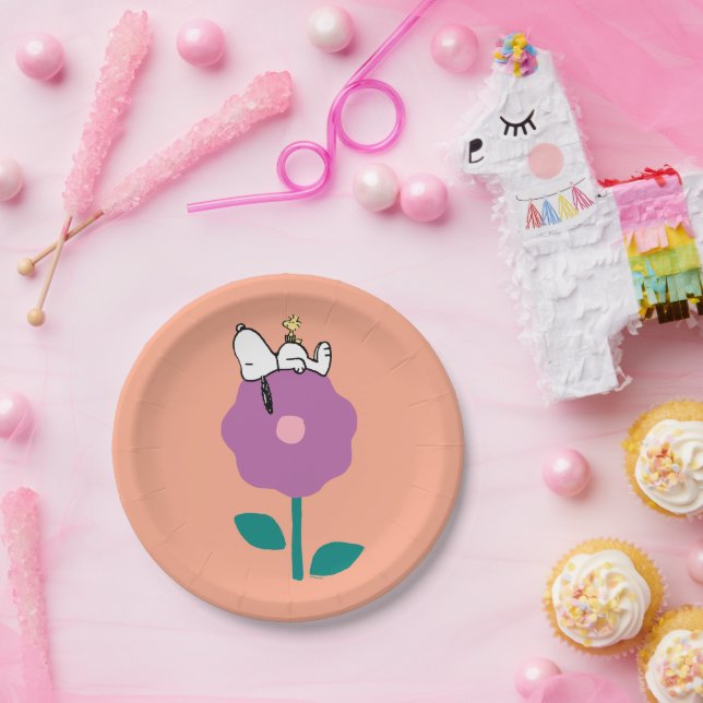 Assiettes En Carton cacahuètes | Snoopy & Woodstock Flower Whististle (Fête)