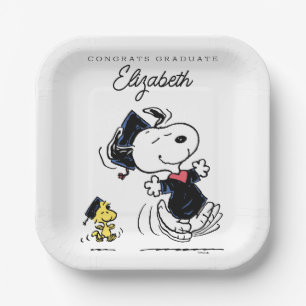 Assiettes En Carton cacahuètes   Snoopy & Woodstock Graduation