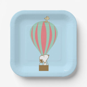 Assiettes En Carton cacahuètes   Snoopy & Woodstock Hot Air Balloon