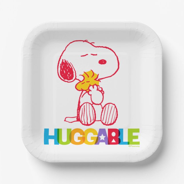 Assiettes En Carton cacahuètes | Snoopy & Woodstock Huggable (Recto)