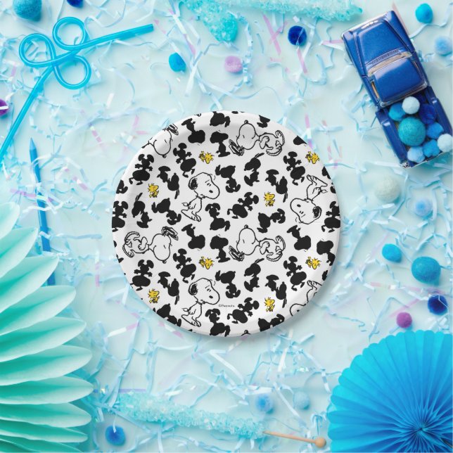 Assiettes En Carton cacahuètes | Snoopy & Woodstock Shadow Motif (Fête)