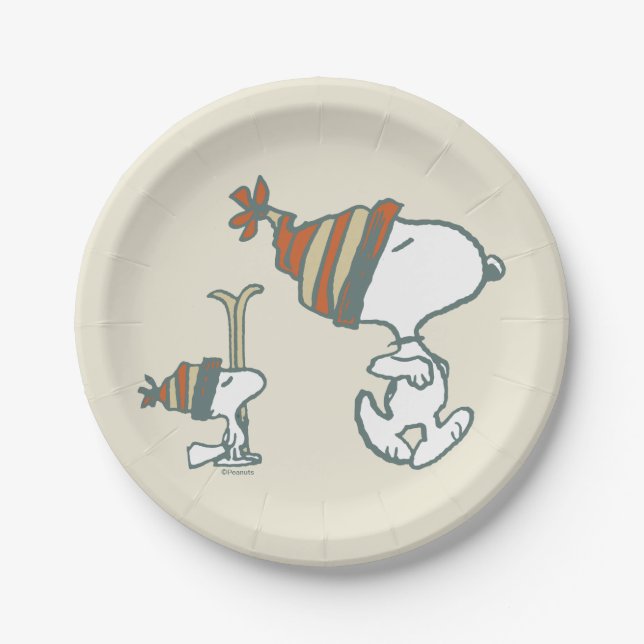 Assiettes En Carton cacahuètes | Snoopy & Woodstock Ski Trip (Devant)