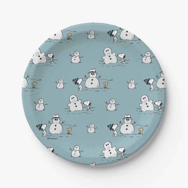 Assiettes En Carton cacahuètes | Snoopy & Woodstock Winter Break Motif (Devant)