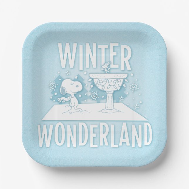 Assiettes En Carton cacahuètes | Snoopy & Woodstock Winter Wonderland (Recto)