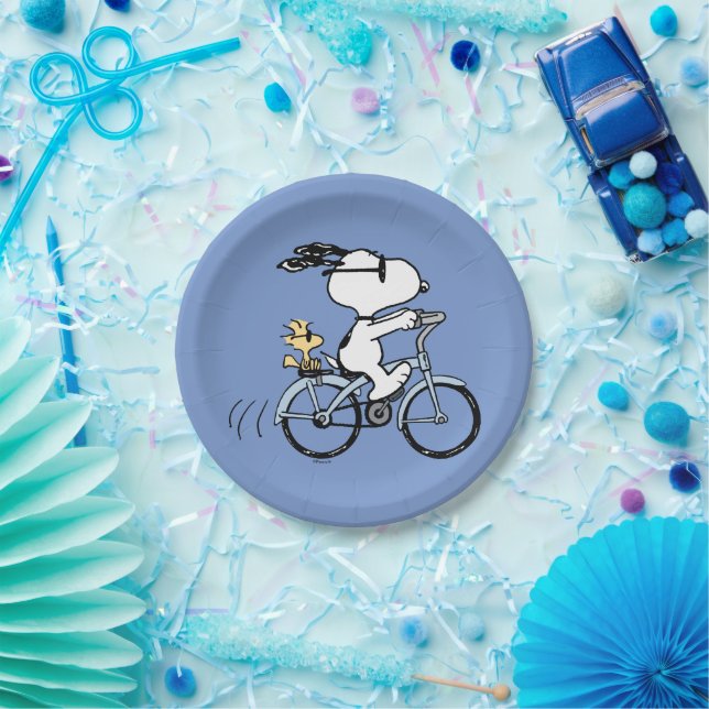 Assiettes En Carton cacahuètes | Vélo Snoopy & Woodstock (Fête)