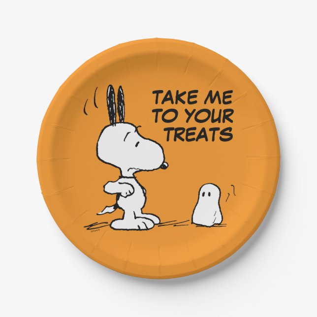 Assiettes En Carton cacahuètes | Woodstock Scares Snoopy (Devant)