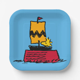 Assiettes En Carton cacahuètes   Woodstock Snoopy Plat Bateau à voile