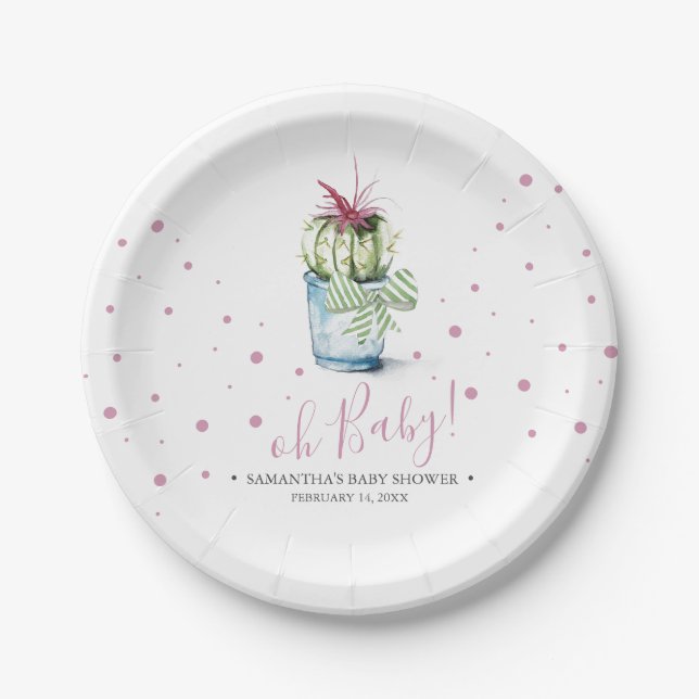 Assiettes En Carton Cactus aquarelle moderne (Devant)