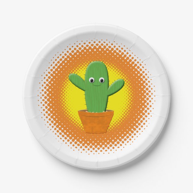 Assiettes En Carton Cactus Cartoon Cute (Devant)