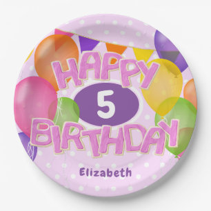 Assiettes En Carton cadeau d'anniversaire rose biscuits avec ballons