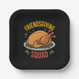Assiettes En Carton Cadeau de dîner de dinde Friendsgiving Squad corre