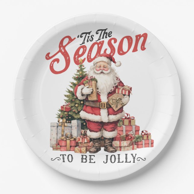 Assiettes En Carton Cadeau De Noël C'Est La Saison (Devant)