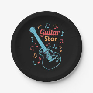 Assiettes En Carton Cadeau de Noël   Fière étoile guitariste
