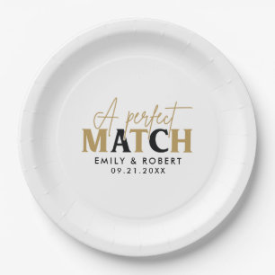 Assiettes En Carton Cadeau Mariage Gold et noir parfait