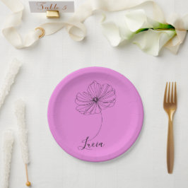 Assiettes En Carton Cadeau personnalisé Octobre Cosmos Fleur de naissa