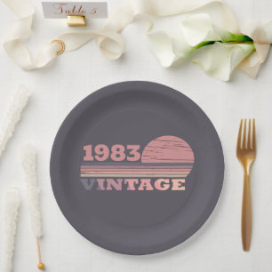 Assiettes En Carton Cadeaux d'anniversaire vintages personnalisés