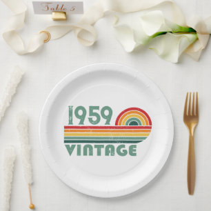 Assiettes En Carton Cadeaux personnalisés vintages 65e anniversaire