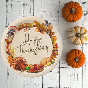 Assiettes En Carton Cadre de Bon thanksgiving Turquie citrouille