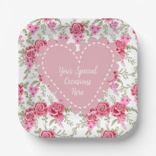 Assiettes En Carton Cadre de cœur floral élégant : pour chaque occasio