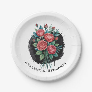 Assiettes En Carton Cadre de mariage Rose Gothique