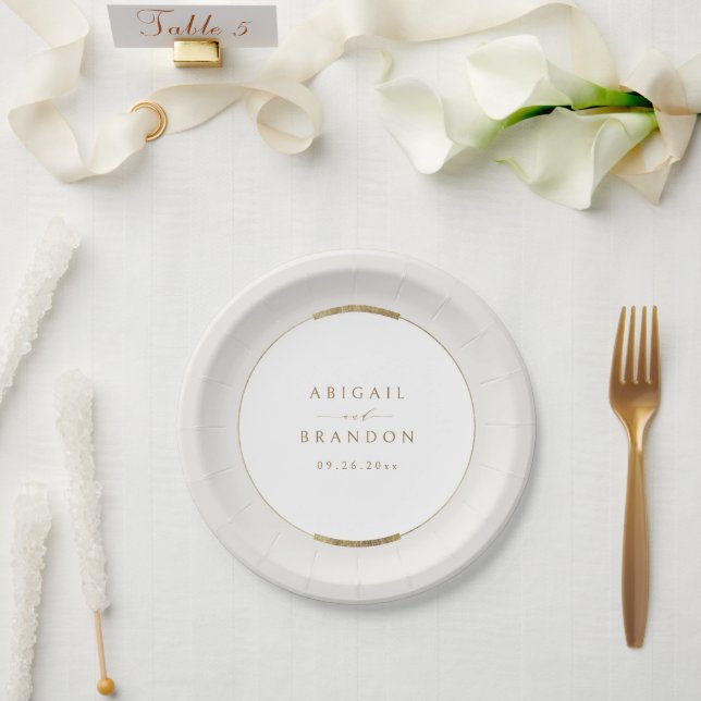 Assiettes En Carton Cadre Elégance Simple Moderne Classique Mariage (Mariage)
