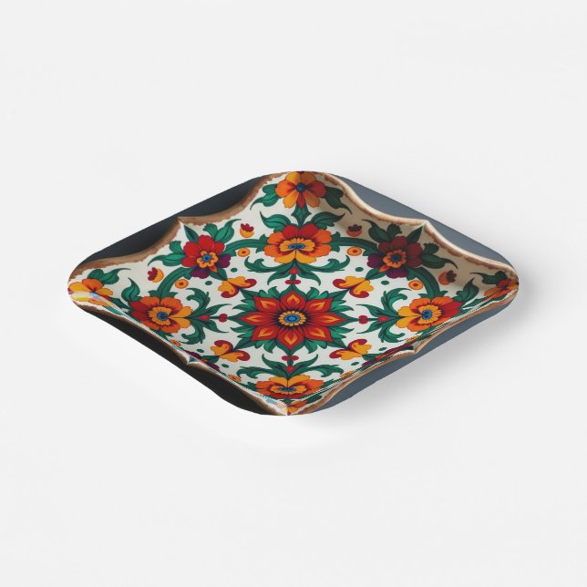 Assiettes En Carton 💀 🌹 cadre Fiesta Dia de los Muertos Fiesta (Angulaire)