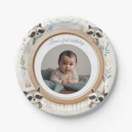 Assiettes En Carton Cadre photo Raccoon pour les fêtes d'anniversaire