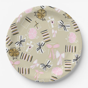 Assiettes En Carton Cadres de Noël rose et or Patten Plaques de Papier